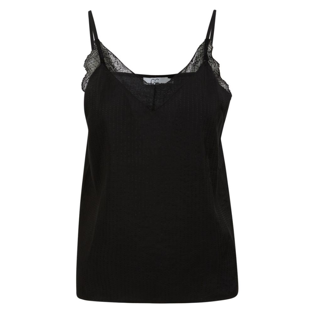 Coster Copenhagen Black CC Heart Luna Woven Lace Top