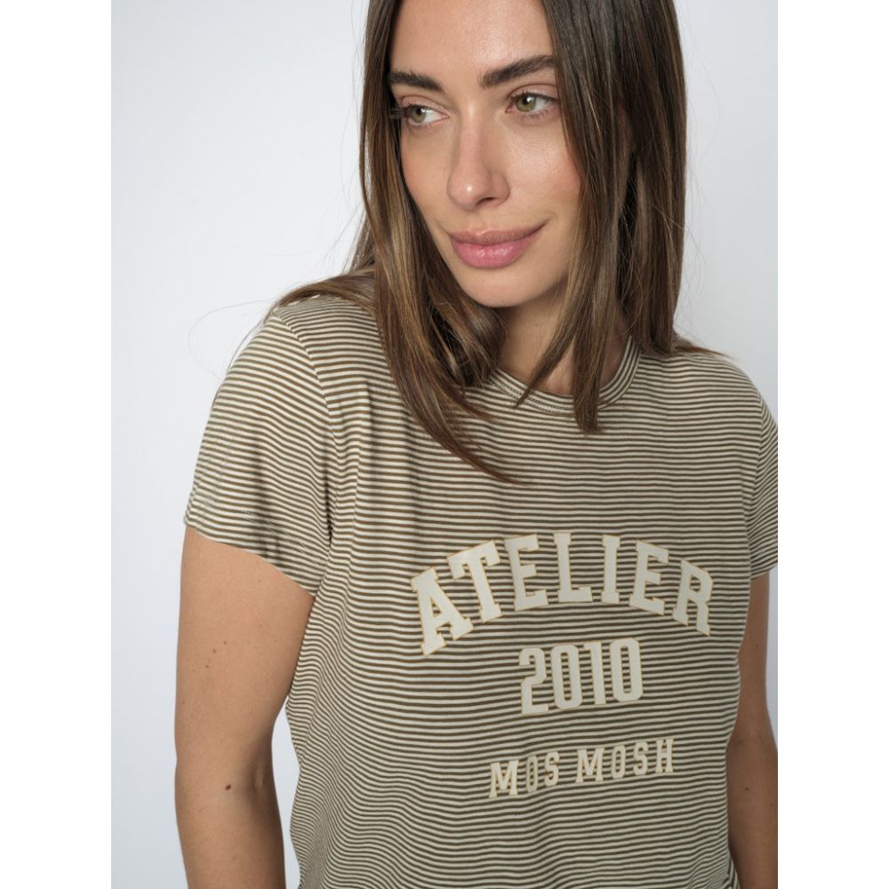 Mos Mosh Olive Camp Stripe Tee