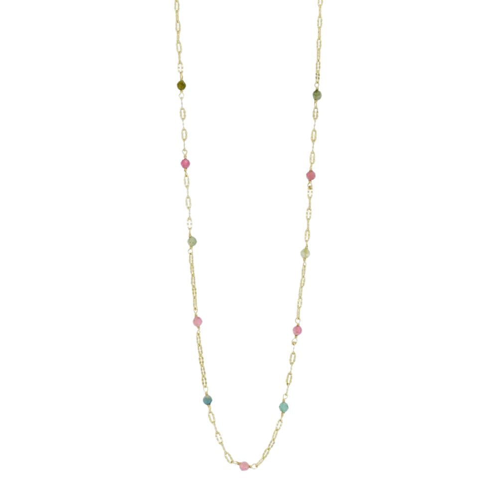 Pure By Nat Lina Necklace W. Gemstones/Pearls