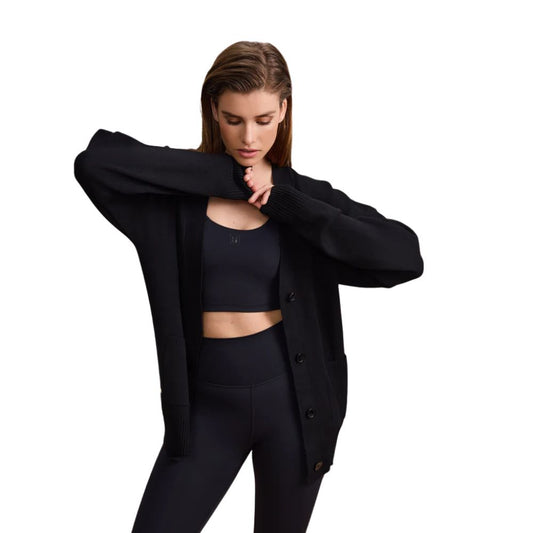 LUNE Black Olly Button Cardigan