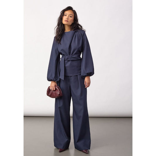 Co'Coture Navy Luna Tie Bluse