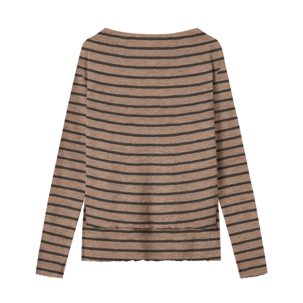 By Basics Camel Stripe Blouse