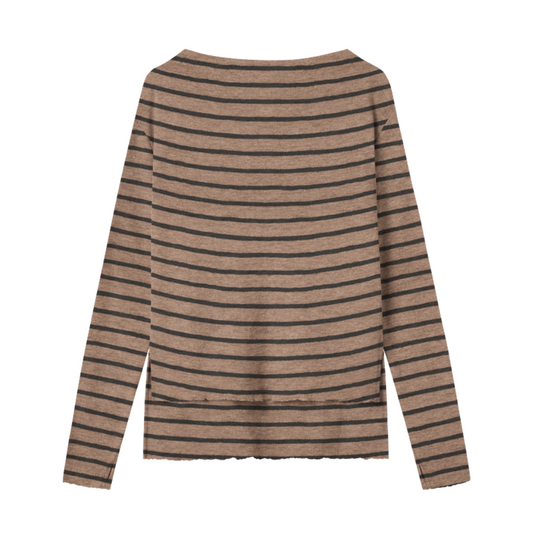 By Basics Camel Stripe Blouse