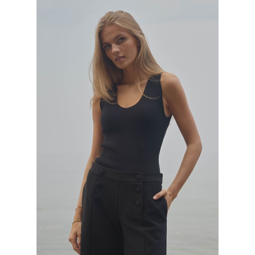 Rue De Femme Black Galatea Knit Top