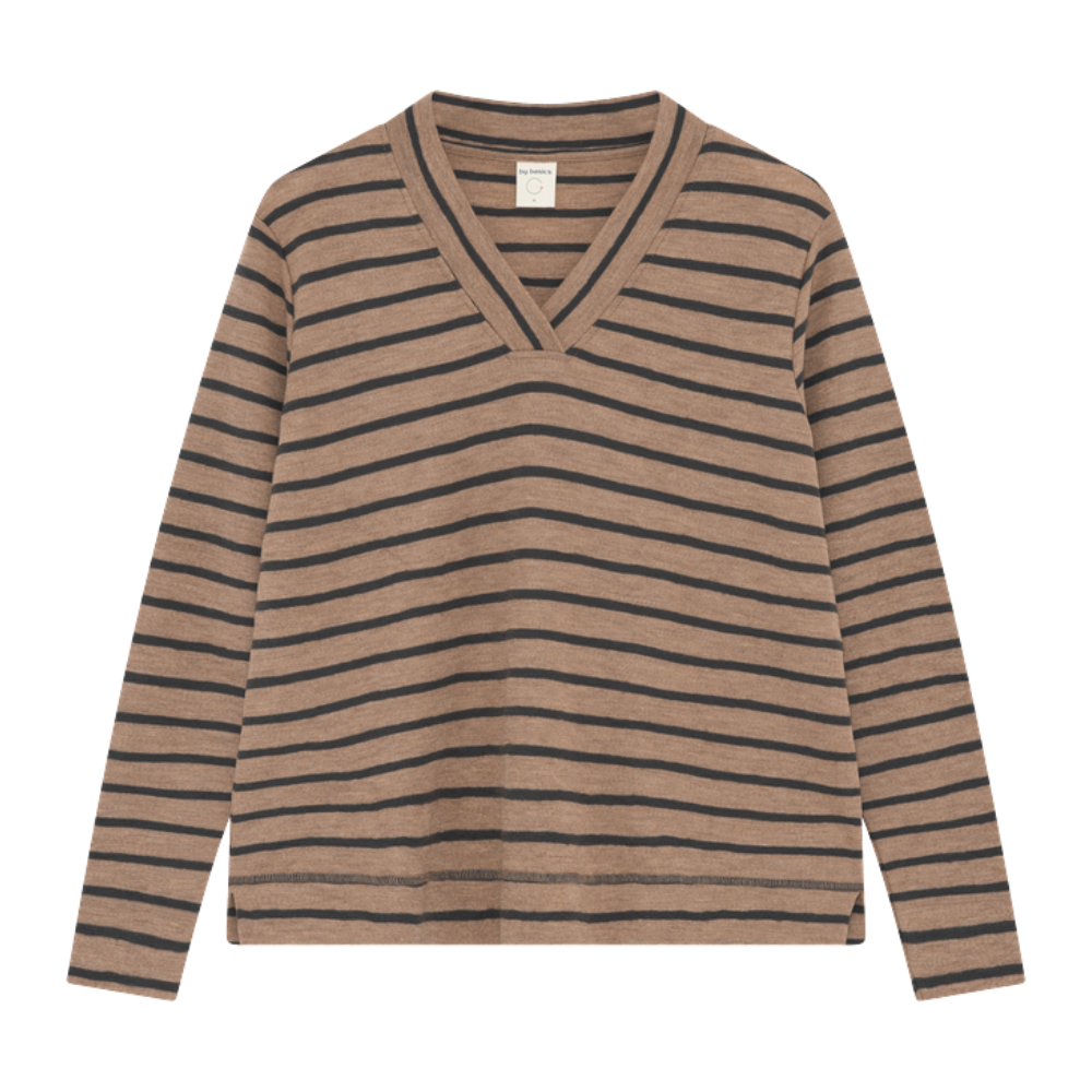 By Basics Camel V-Neck Blouse