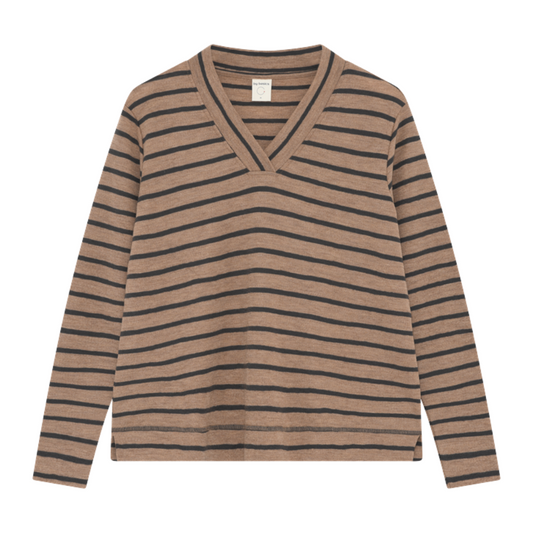 By Basics Camel V-Neck Blouse