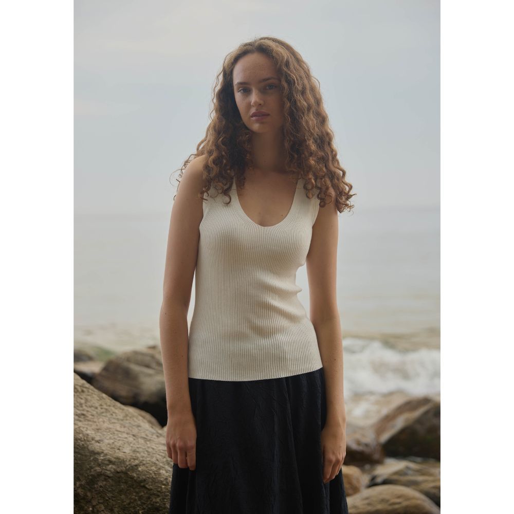 Rue De Femme White Galatea Knit Top