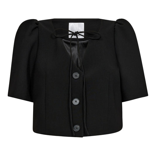 Co´Couture Black Vola Crop Tie Blazer