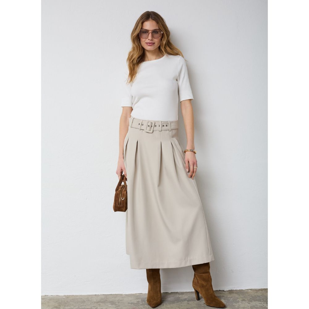 Co'Couture Taupe Luna Belt Skirt