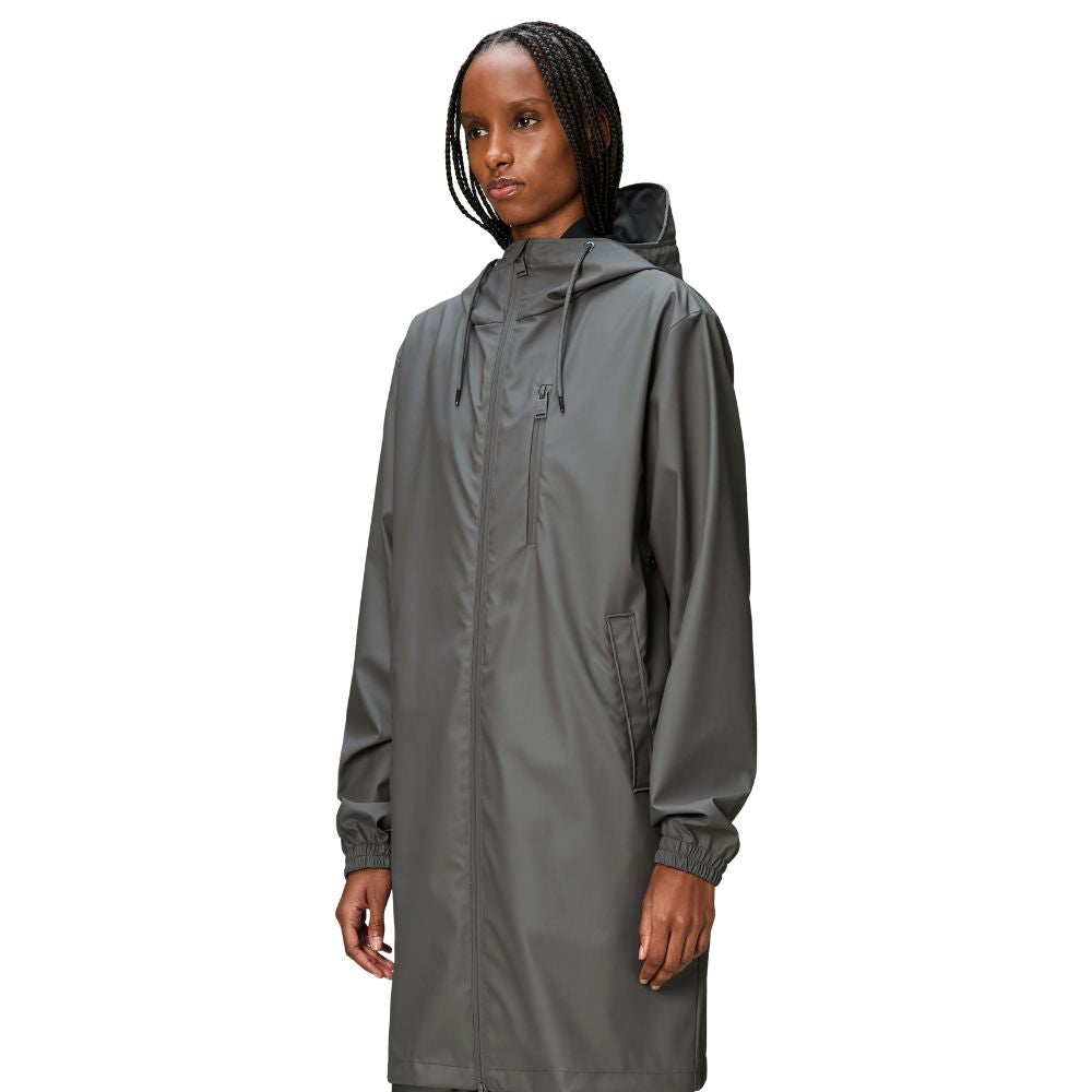 Rains Grey Long Storm Breaker Jacket