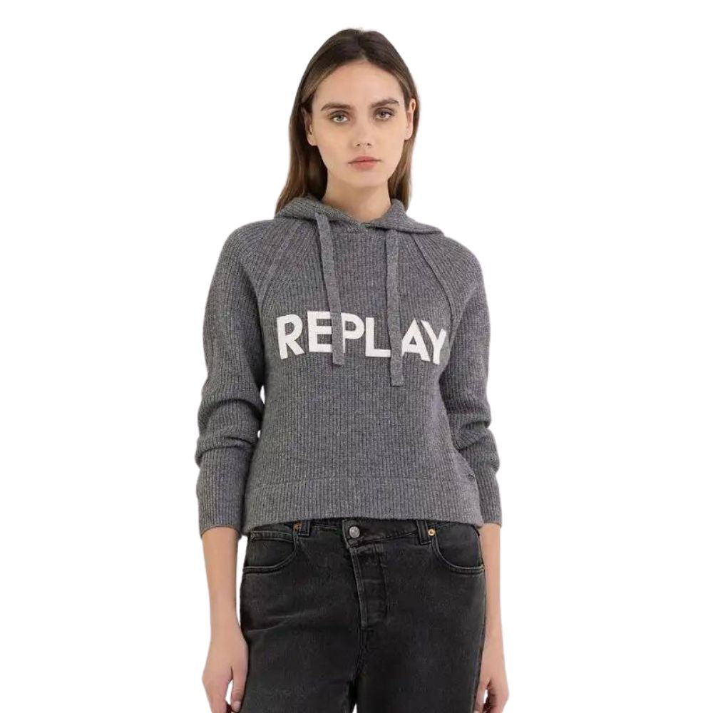 Replay Grey Mesh V/Logo Hoodie