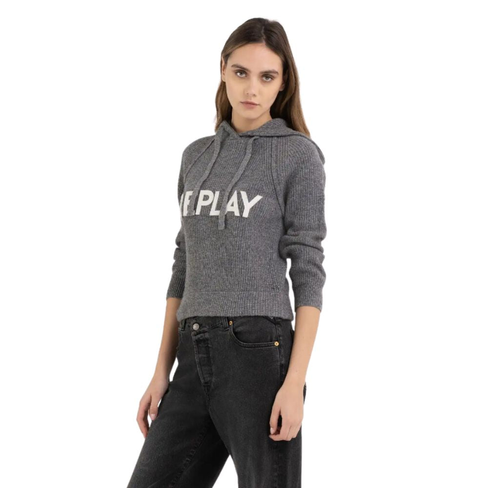 Replay Grey Mesh V/Logo Hoodie