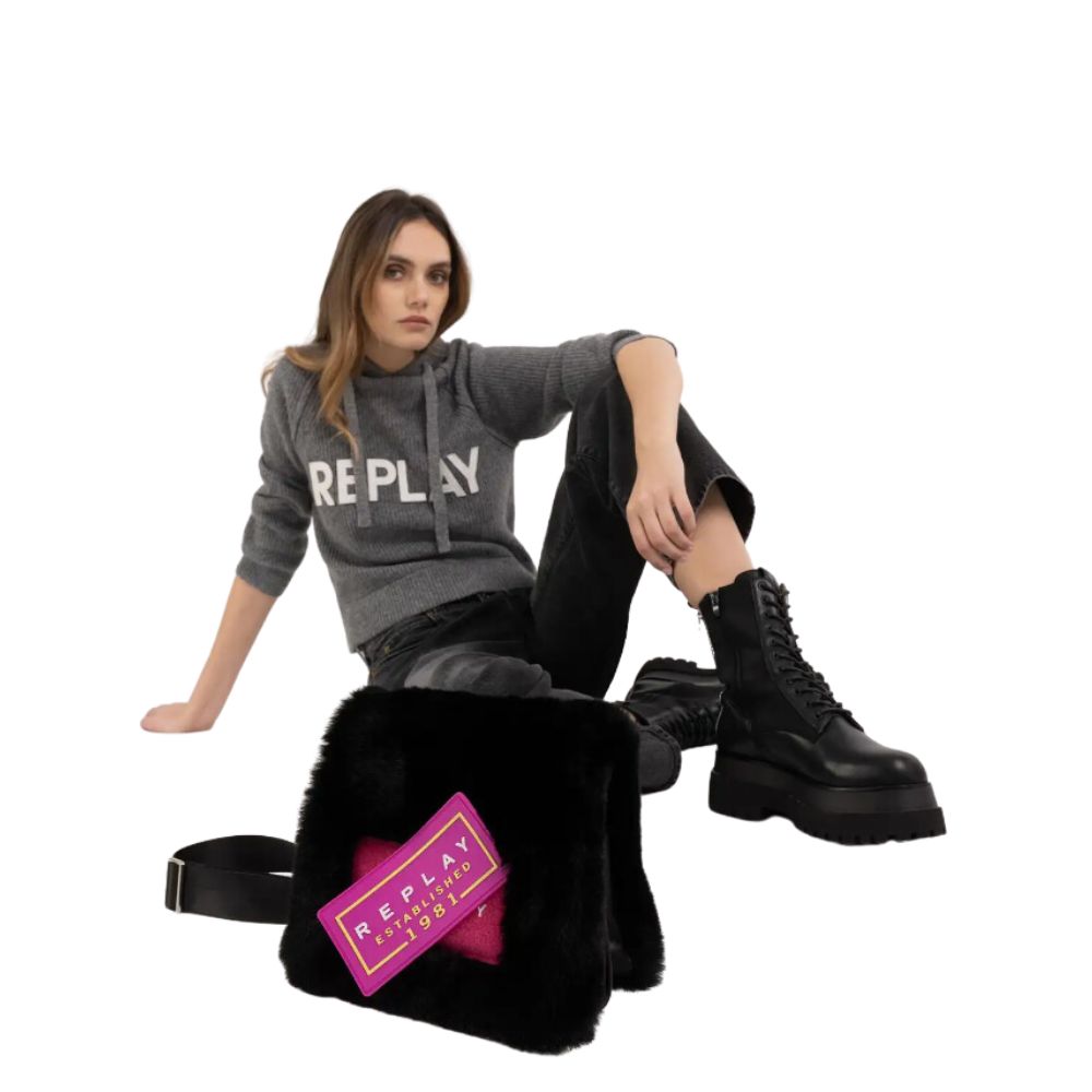 Replay Grey Mesh V/Logo Hoodie