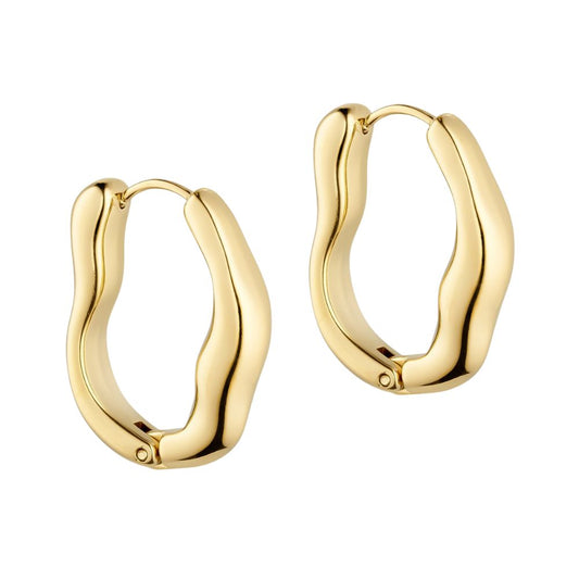 Marea Guld Wave Oblong Hoops