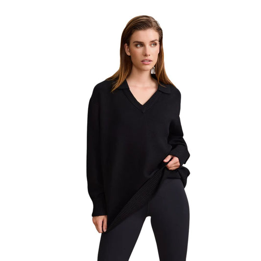 LUNE Black Olly Polo Sweater