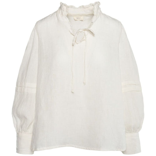 Hést White Sari Linen Blouse