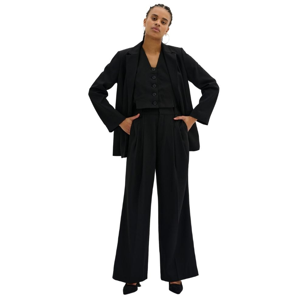 My Essential Wardrobe Black Disa High Wide Pant