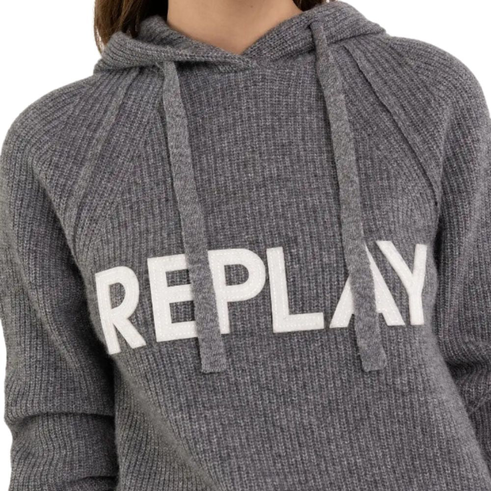 Replay Grey Mesh V/Logo Hoodie