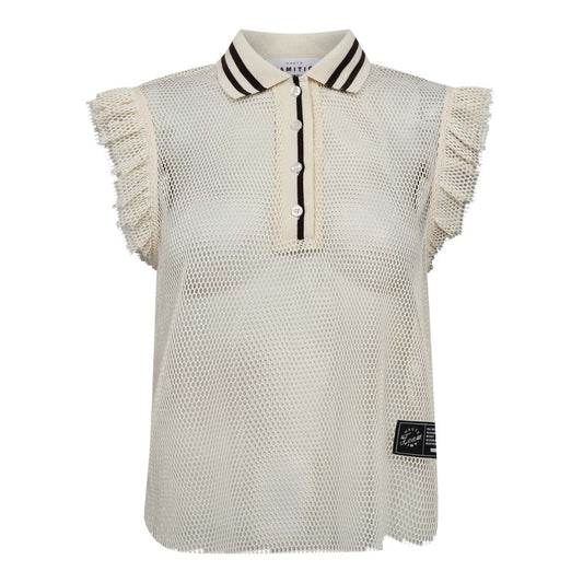 L´amitié Off-White Net Frill Polo Top