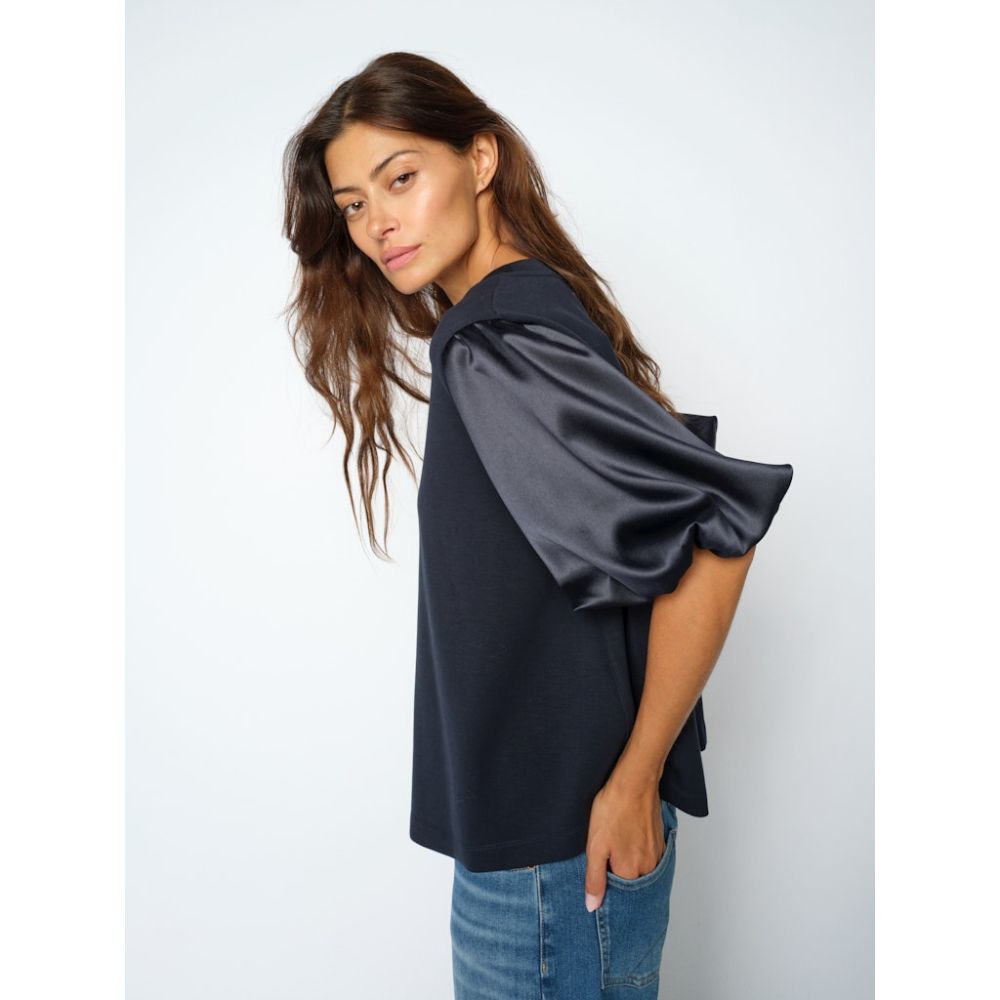 Mos Mosh Navy Duba Satin Sweatshirt