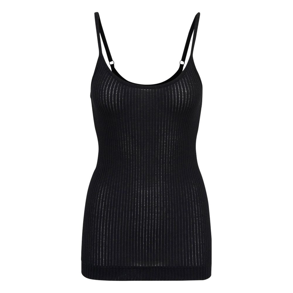 Seamless Basic Black Strap Top