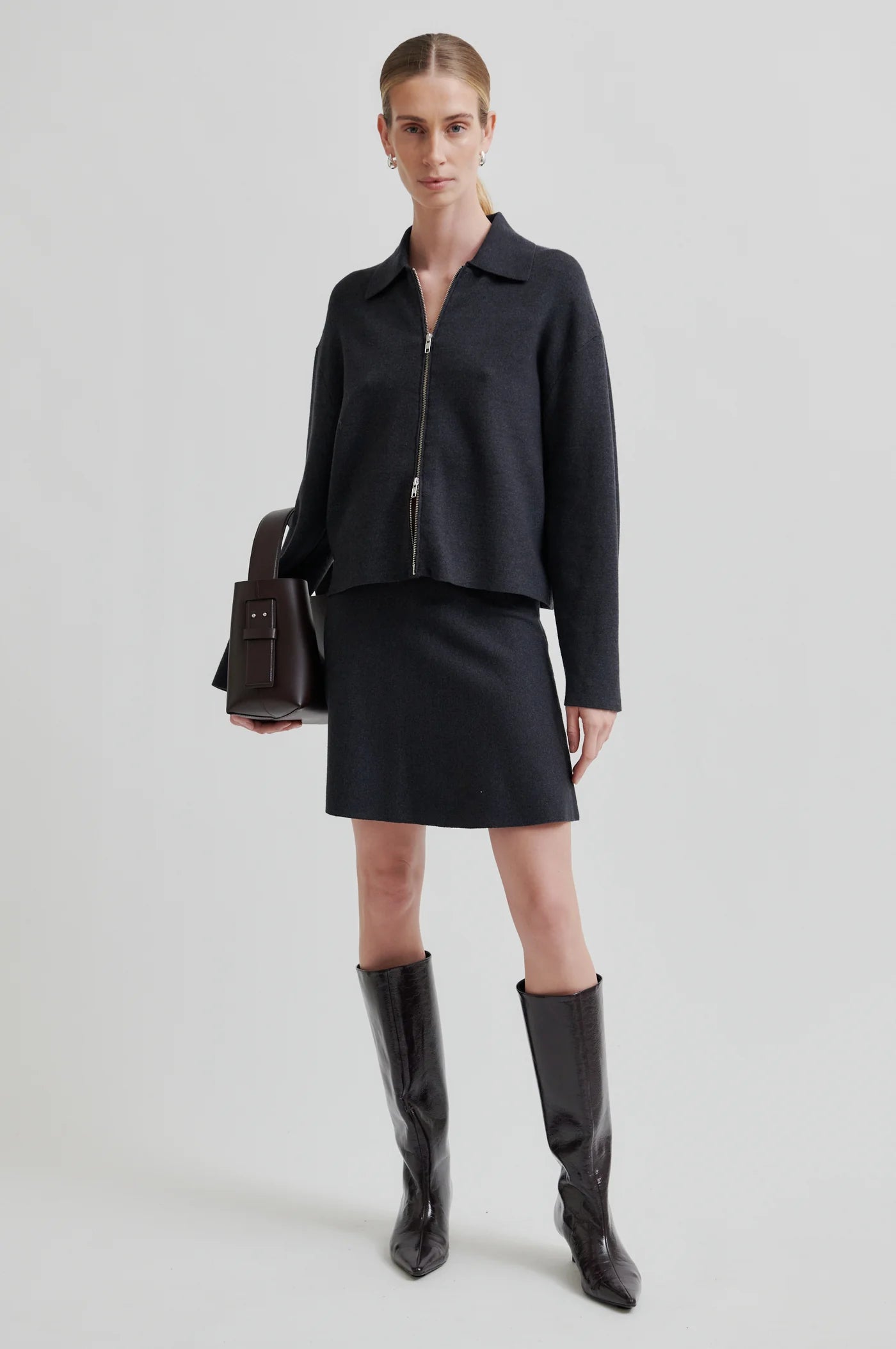 Second Female Dark Grey Siv Cardigan