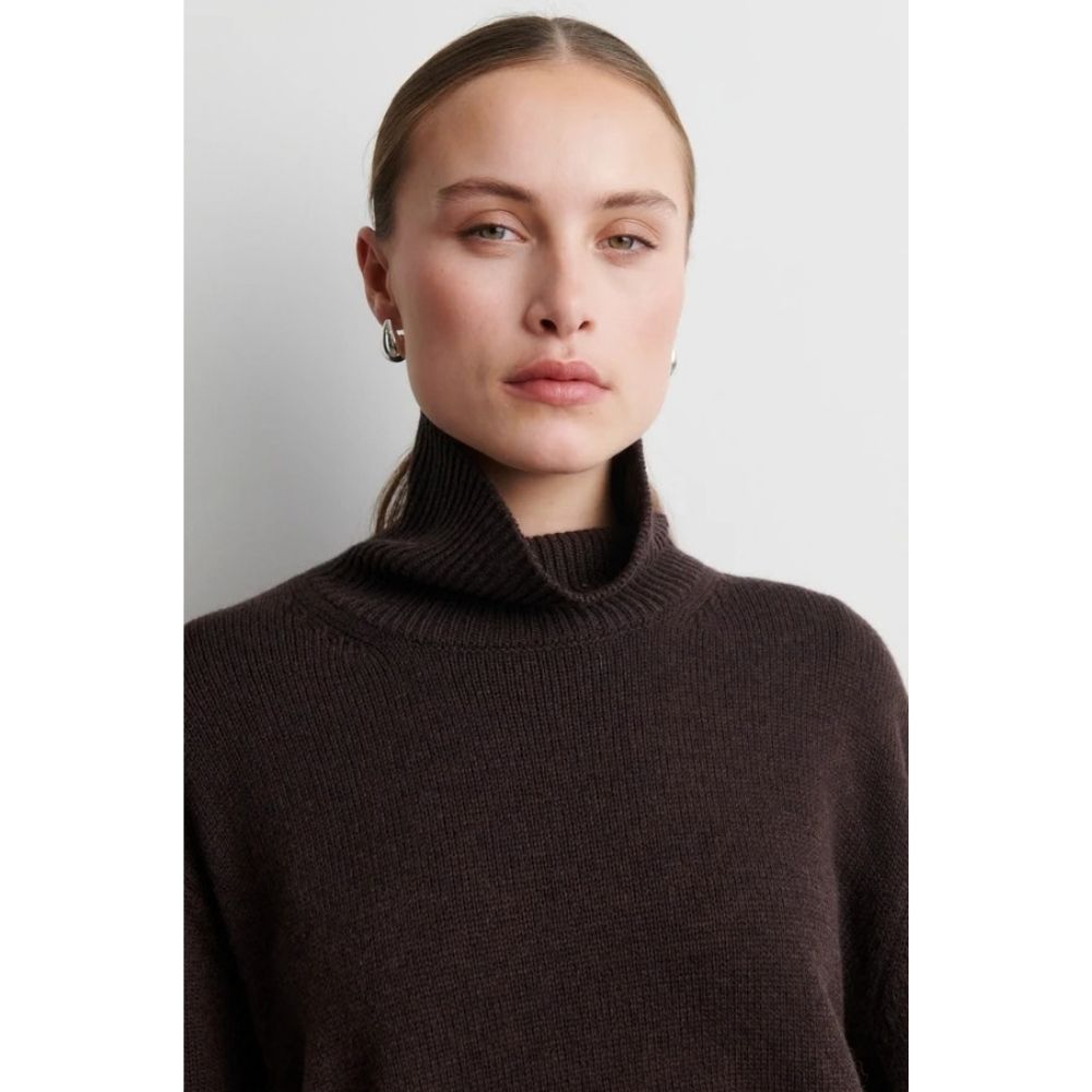 Second Female Brown Alpha Knit T-Neck Sweater