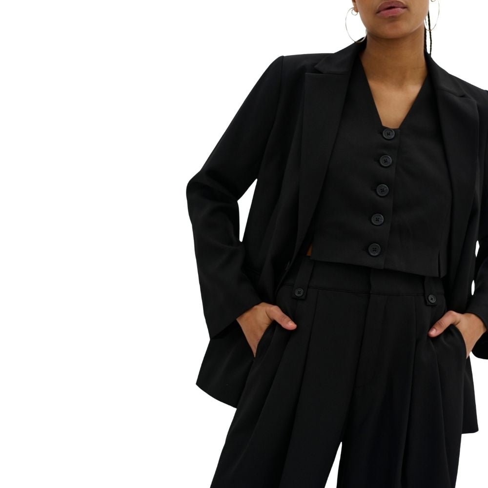 My Essential Wardrobe Black Disa High Wide Pant
