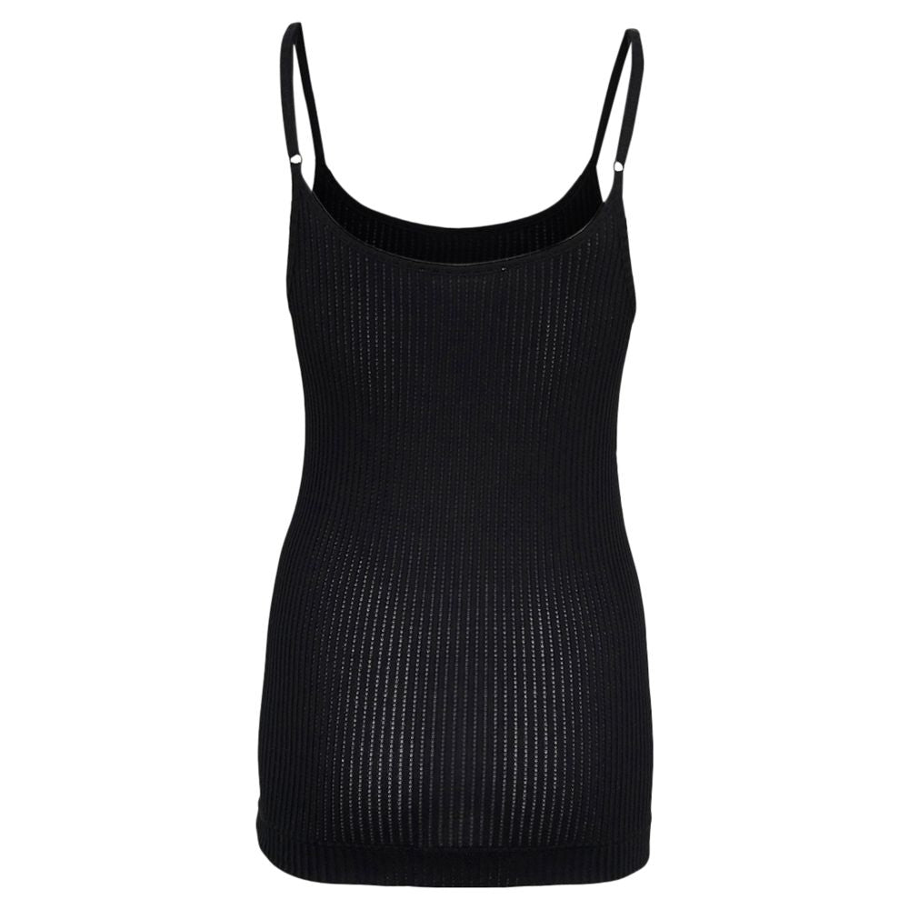 Seamless Basic Black Strap Top