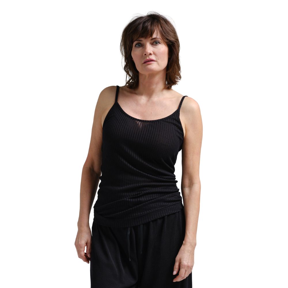 Seamless Basic Black Strap Top