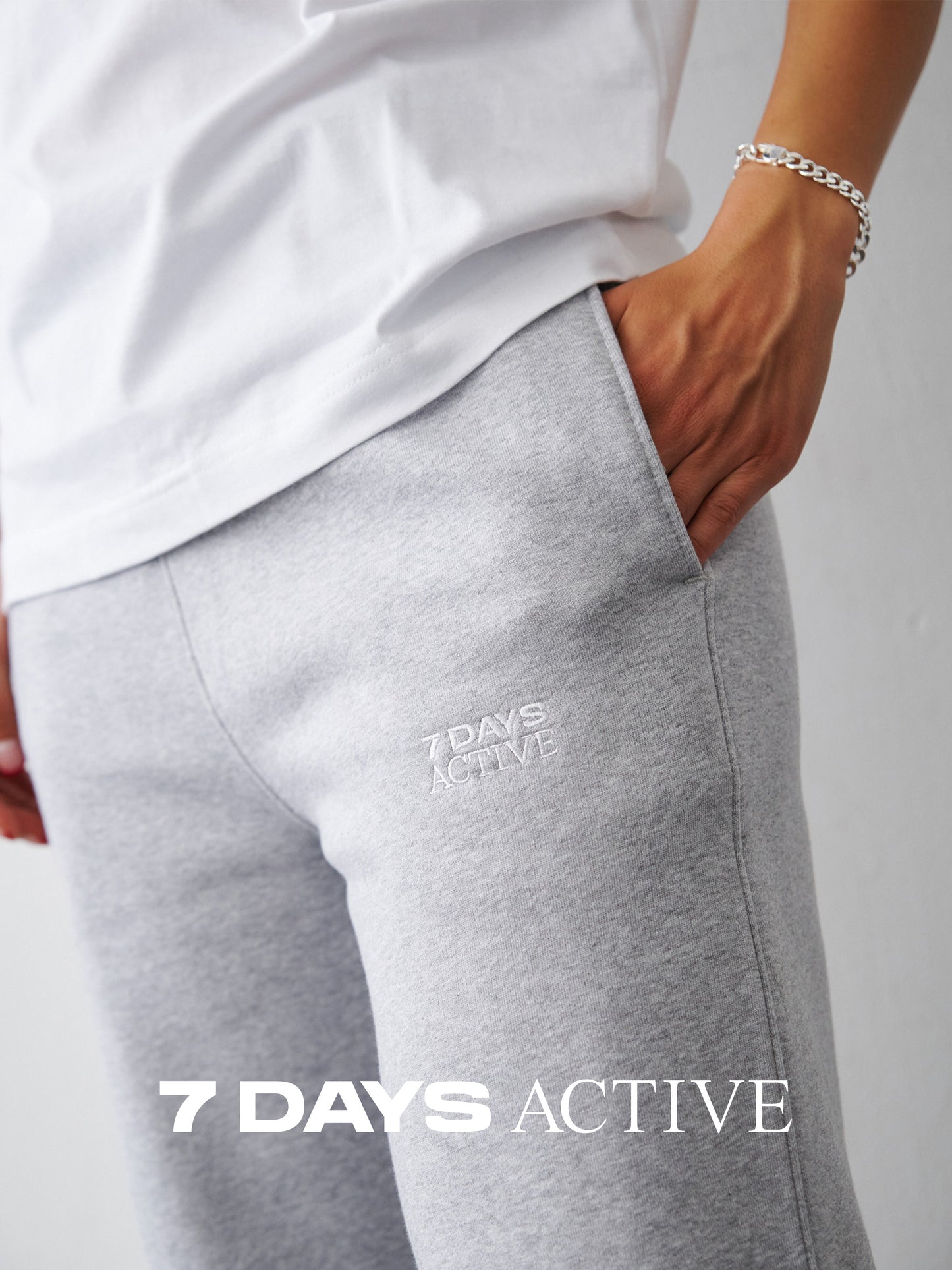7 DAYS ACTIVE Grey Fitted Sweat Pants