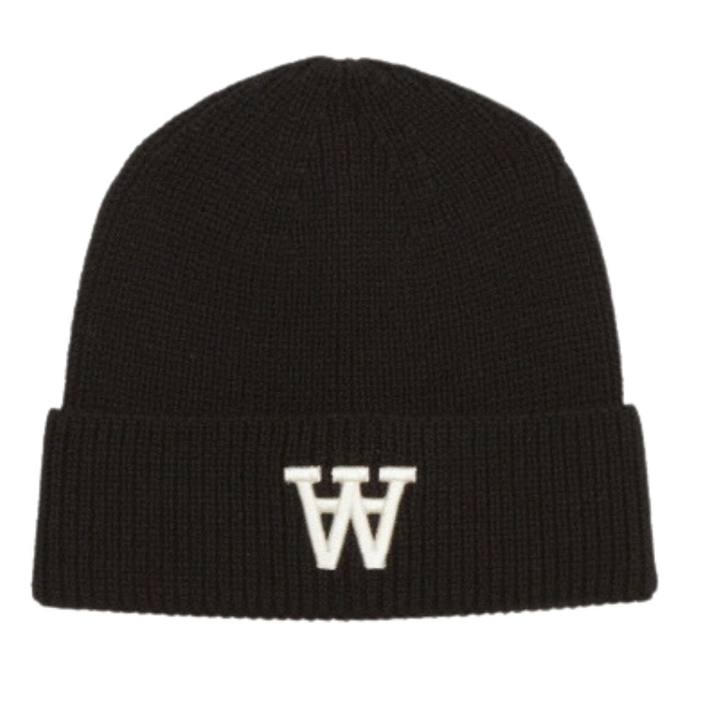 Double A By WOOD WOOD Black Vin Logo Beanie