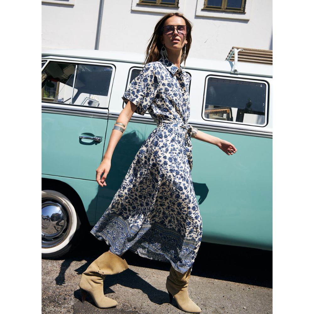 Lollys Laundry Blue Blake Midi Dress