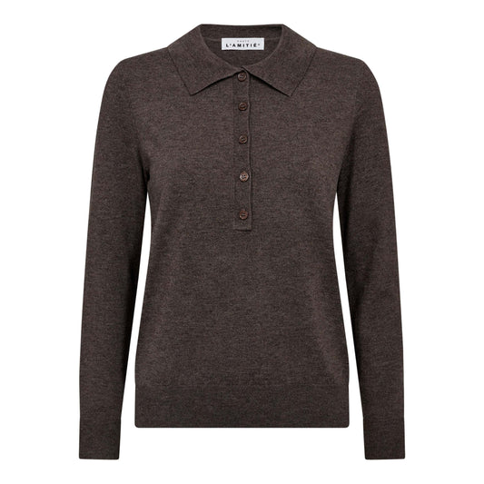 L'amitie Brun Polo Knit Blouse