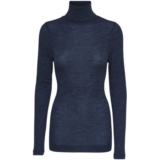 By Basics Blå melange Roll Neck