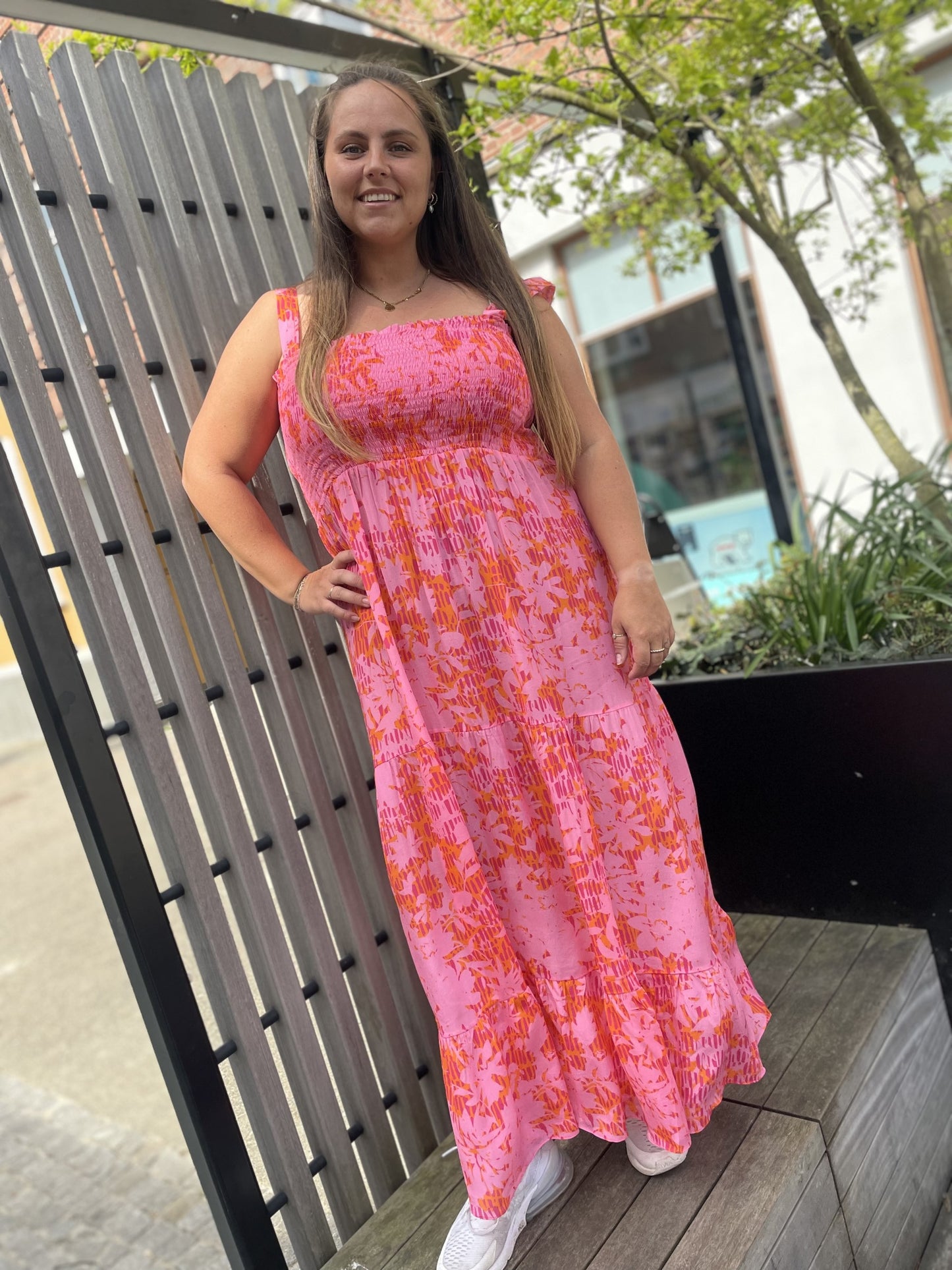 Peace Heart Joy Mixed Orange Carmen Dress