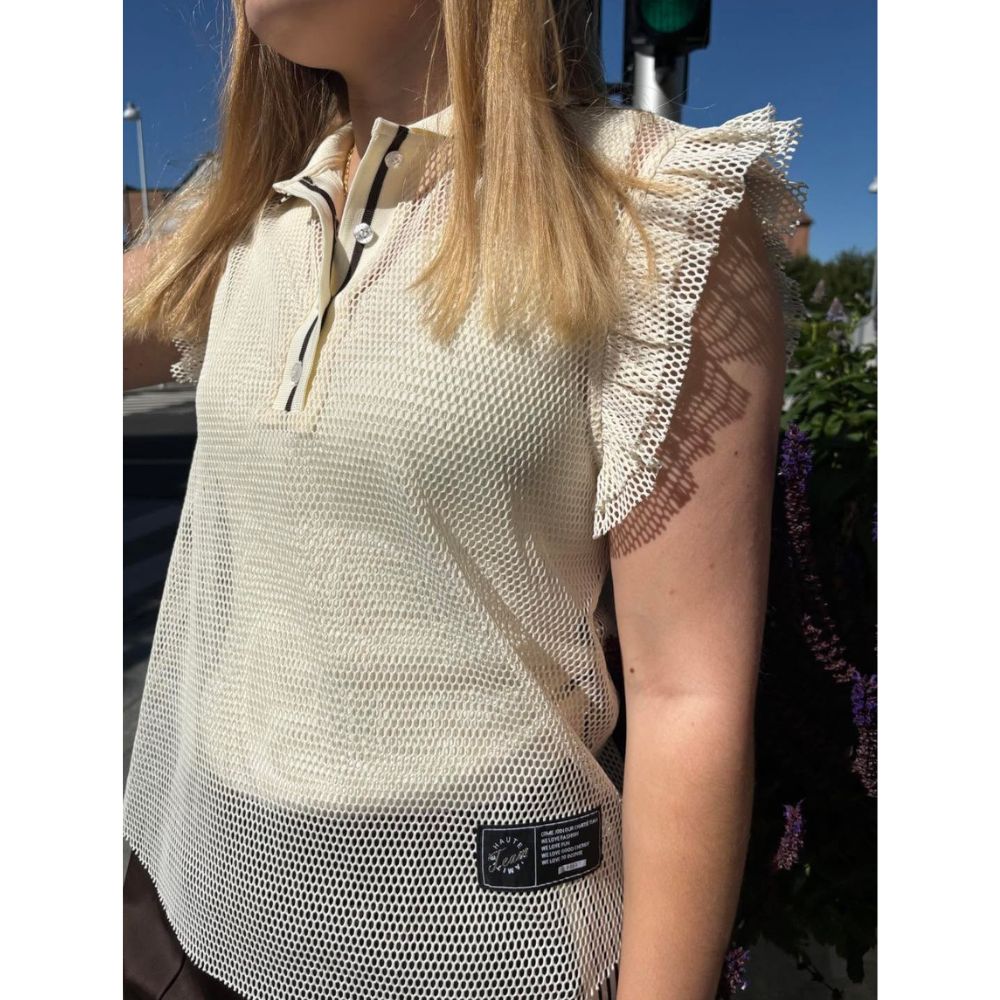 L´amitié Off-White Net Frill Polo Top