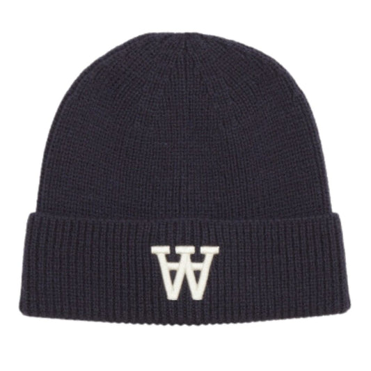 Double A By WOOD WOOD Navy Vin Logo Beanie