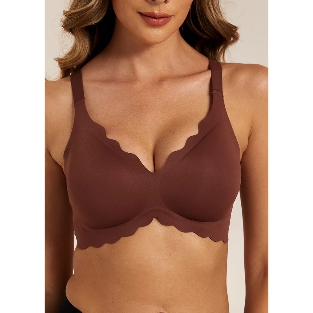 FEMIFEMME Velvet Chocolate Soft Scallop Bra