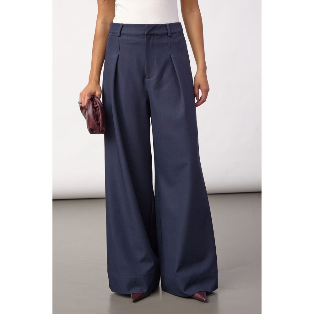 Co'Coture Navy Luna Pleat Pants