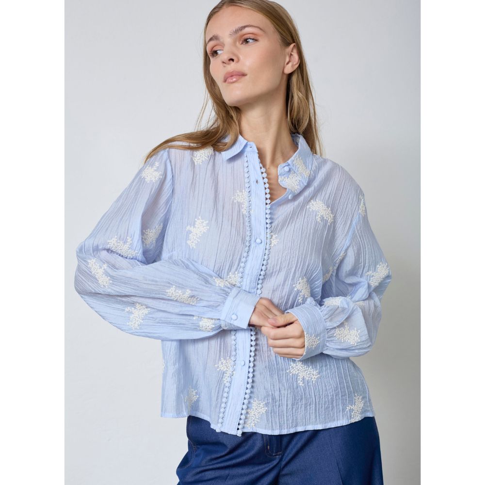 Co'Couture Pale Blue Amelia Emb Shirt