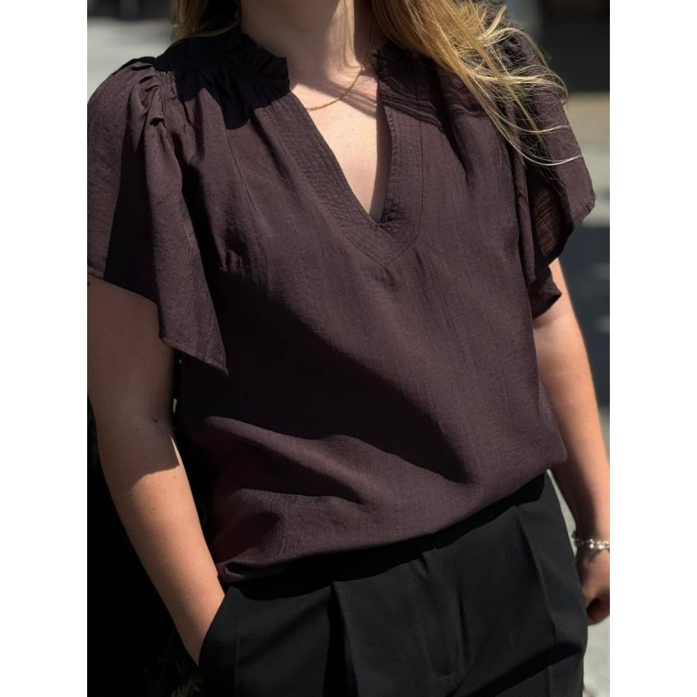 Co´Couture Mocca Frill Top