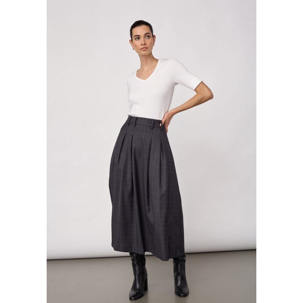 Co'Couture Dark Grey Elora Check Pleat Skirt