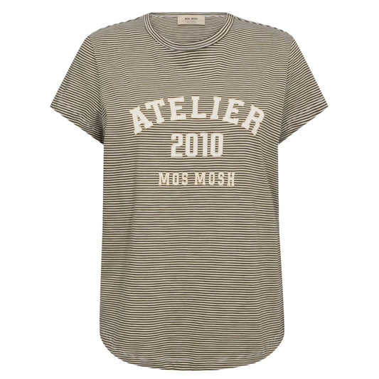 Mos Mosh Olive Camp Stripe Tee