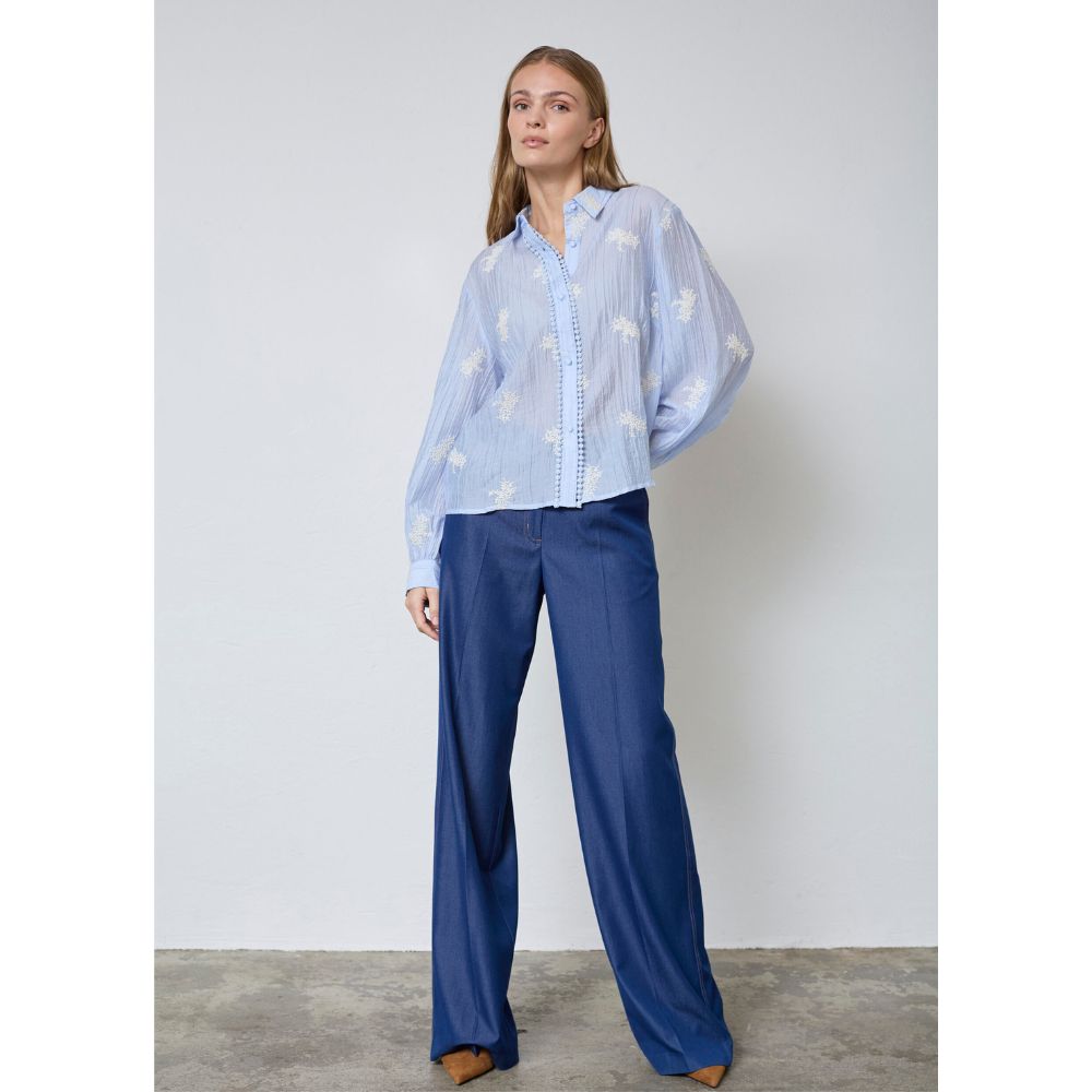 Co'Couture Pale Blue Amelia Emb Shirt