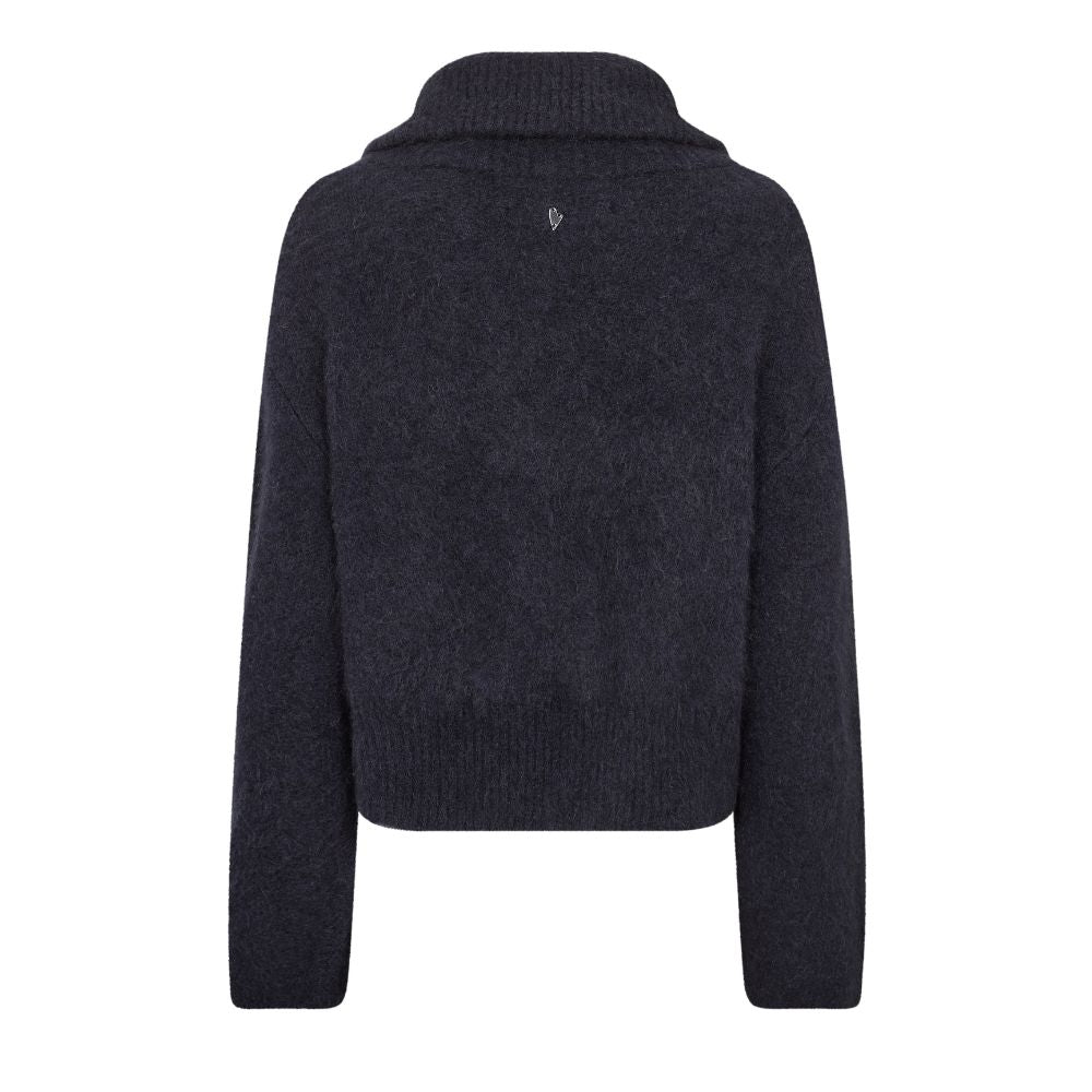 Mos Mosh Navy Hulda Knit Zip Cardigan