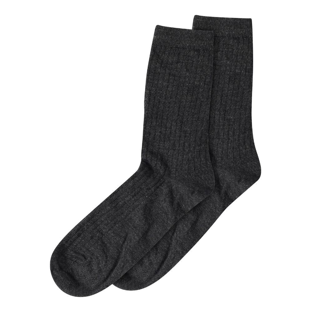 MP Denmark Dark Grey Melange Wool Rib Socks