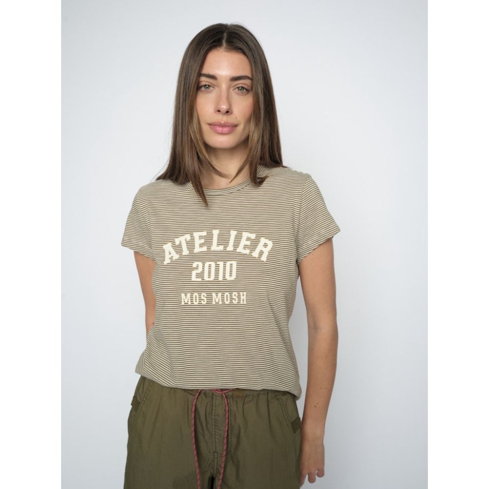 Mos Mosh Olive Camp Stripe Tee