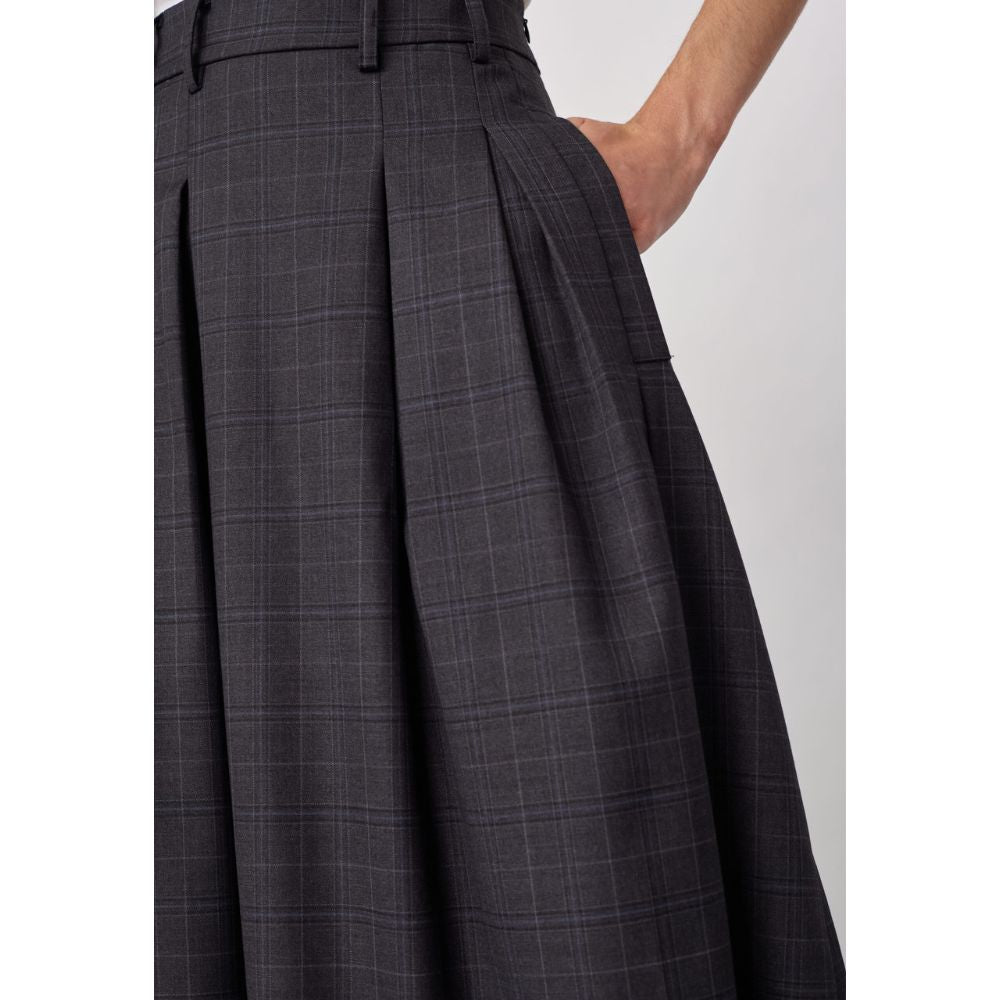 Co'Couture Dark Grey Elora Check Pleat Skirt