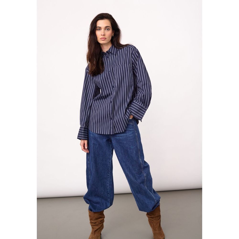 Co'Couture Navy Somo Stripe Shirt